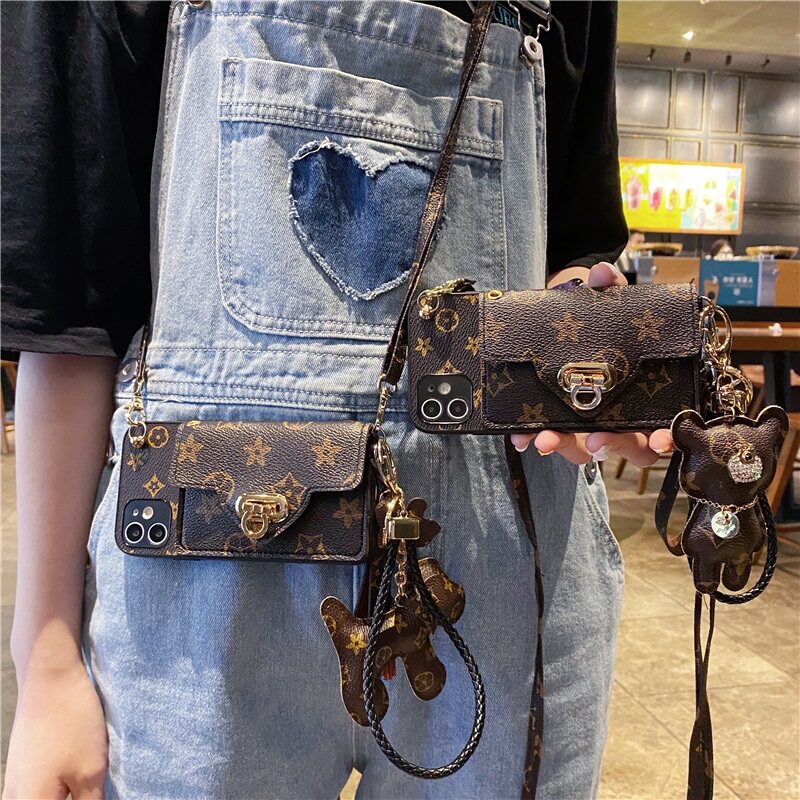 Suitable for Apple 12 mobile phone protective shell women's card case iphone12promax oblique lanyard anti-fall 11 big-name luxury Apple 13promax high-end fashion all-inclusive new