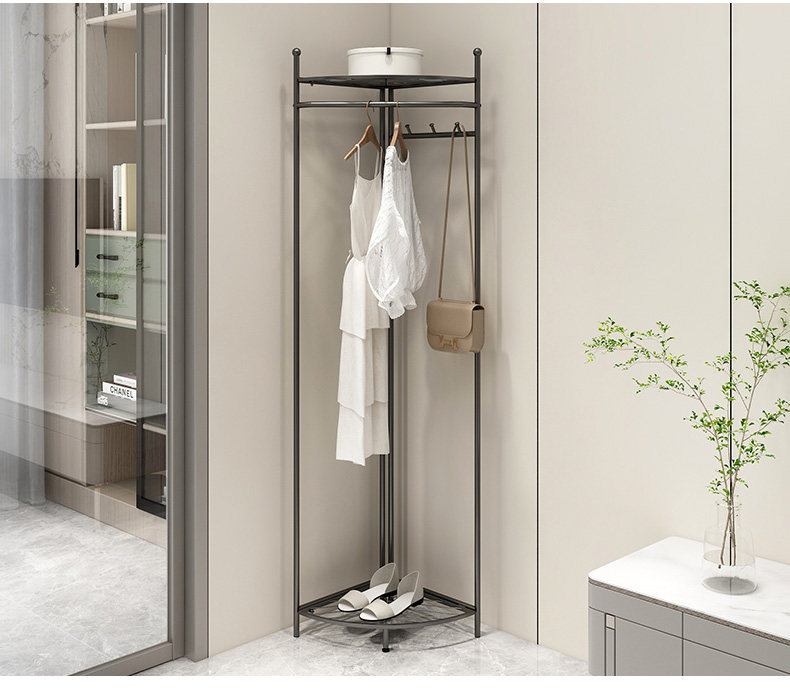 Вешалка 卧室落地转角衣帽架家用简易角落挂衣架床边晚上放衣服置物架神器 Shulipu