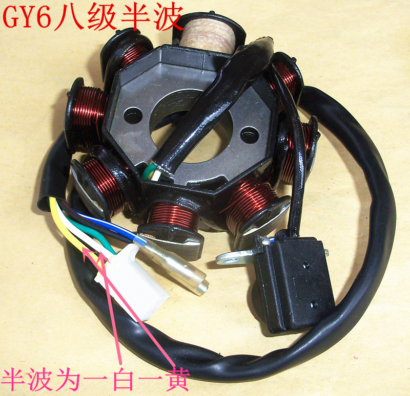 Gy6-125 Class 8 AC Half Wavemotorcycle GY6-125   150 / QJ125-E Guangyang Ghost fire stator Magneto parts ignition electricity generation   coil