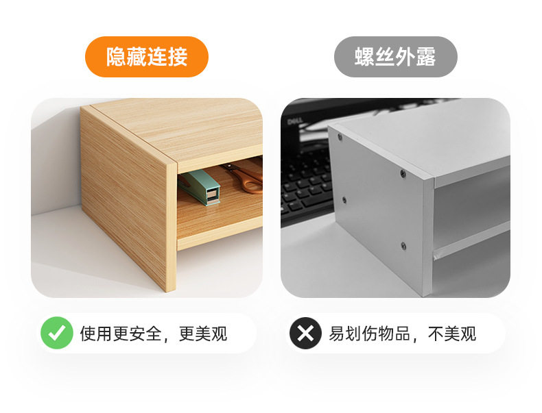 usb显示器增高架 电脑显示器增高架家用台式电脑加高支架办公室桌上键盘收纳架文件置物架宿舍笔记本电脑增高支架桌面垫高架子