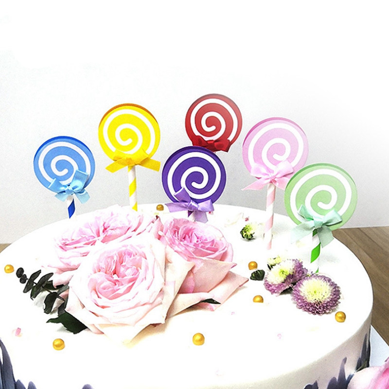 Baking cake card birthday cake decoration card lollipop party flag party decoration 6 packs