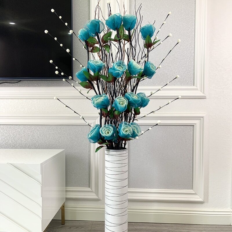 Rose Bouquet Decoration Flowers Upscale Indoor Plastic Bouquet Living-room Fake Flowers Emulated Flowers Landing High Branches And Leaves Dry Flowers