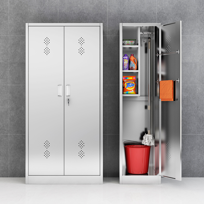 304 stainless steel cleaning tool cabinet cleaning cabinet 201 stainless steel mop cabinet sanitary cabinet steel with lock broom cabinet