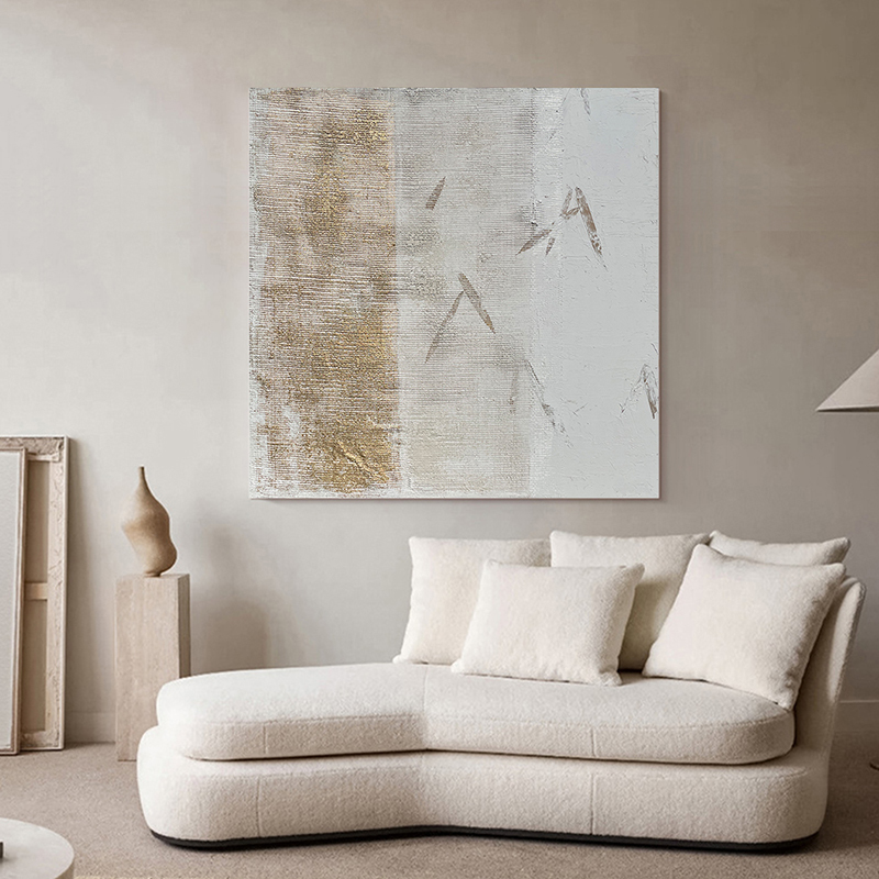 Teipai Bamboo Oil Painting "Tuning Bamboo Strings: New Chinese Style Tea Room Hanging Painting, Simple Modern Textured Painting