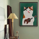 Литературные милые картины, играющие на гитарных кошачьих нише, украшения искусства картины современные минималистские минималистские кампании, кампания, кампания, висящие картины