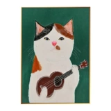 Литературные милые картины, играющие на гитарных кошачьих нише, украшения искусства картины современные минималистские минималистские кампании, кампания, кампания, висящие картины