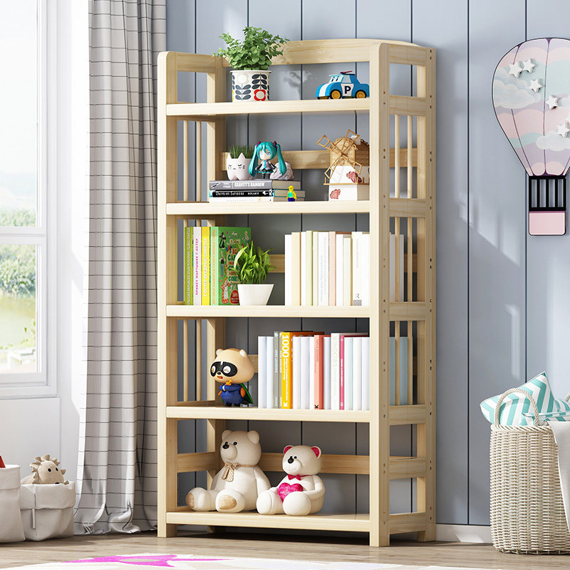 Simple Book Shelf Solid Wood Shelf Students and Children Multi-layer Modern Little Book Cabinet Combined with Little Book Frame