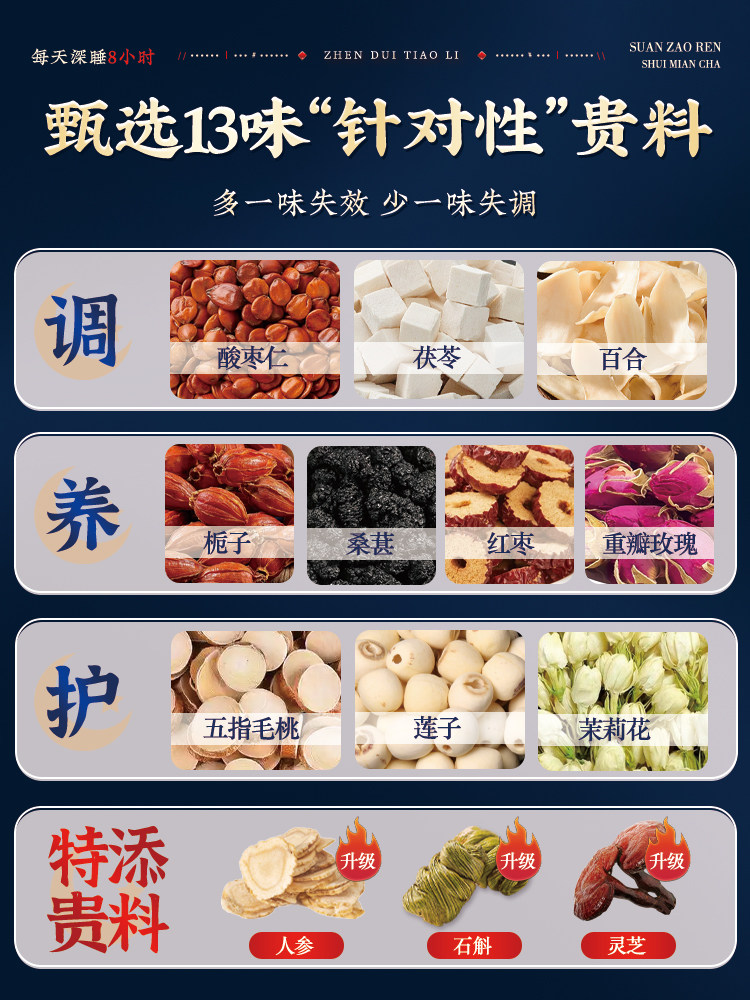 Ziziphus Seed, Lily, and Poria Tea - Genuine Official Flagship Store Sleep Tea - Not for Staying up Late, Aids Sleep and Nourishes the Body