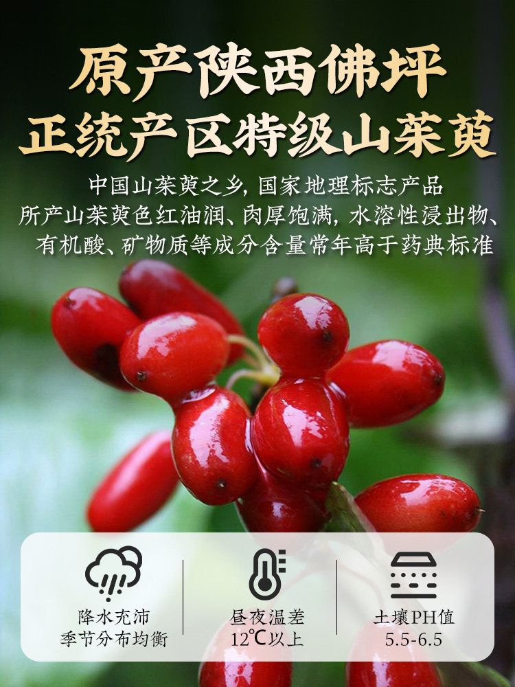 Official Flagship Store of Cornus Officinalis (Dogwood) Herbal Medicine, Authentic Qinling Wild Dogwood Dried Fruit for Making Tea or Soaking in Water