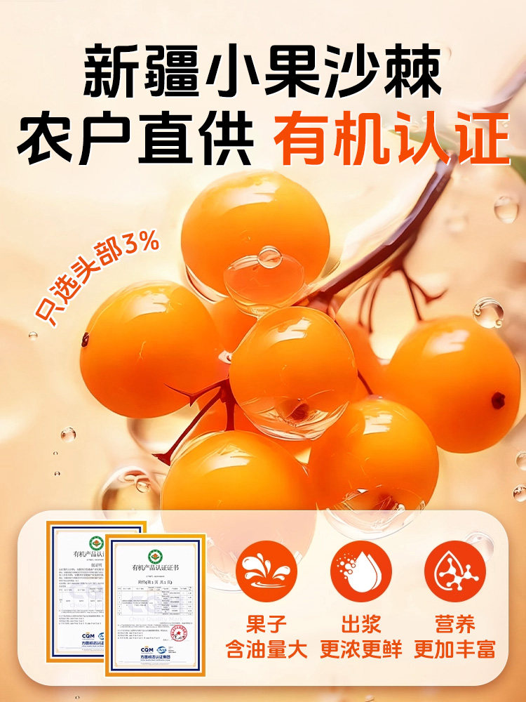 Organic Sea Buckthorn Puree Nfc Small Fruit Freshly Squeezed Sea Buckthorn Juice Contains Fruit Oil Vitamin C No Added Sugar Official Flagship Store