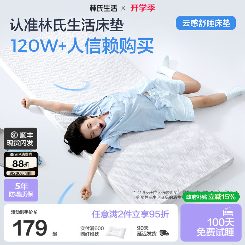 Lin's Life Mattress Cloud-Like Comfortable Memory Foam Student Dormitory Sponge Soft Cushion Single Tatami Home Bed Mattress