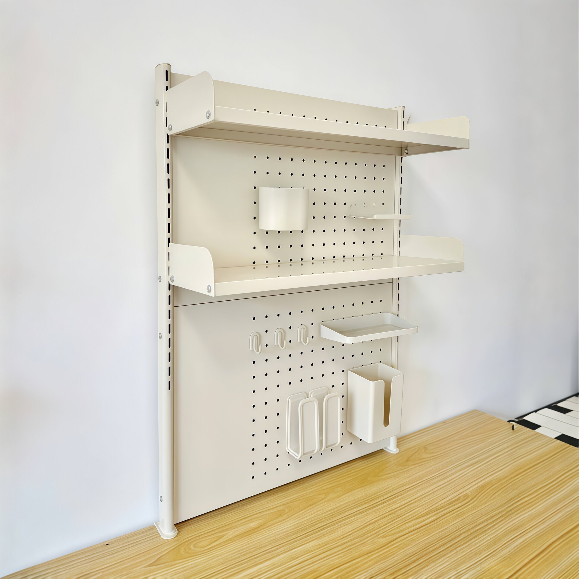 Desktop hole board storage rack table bookshelf vertical student home desk punch-free metal storage layer shelf
