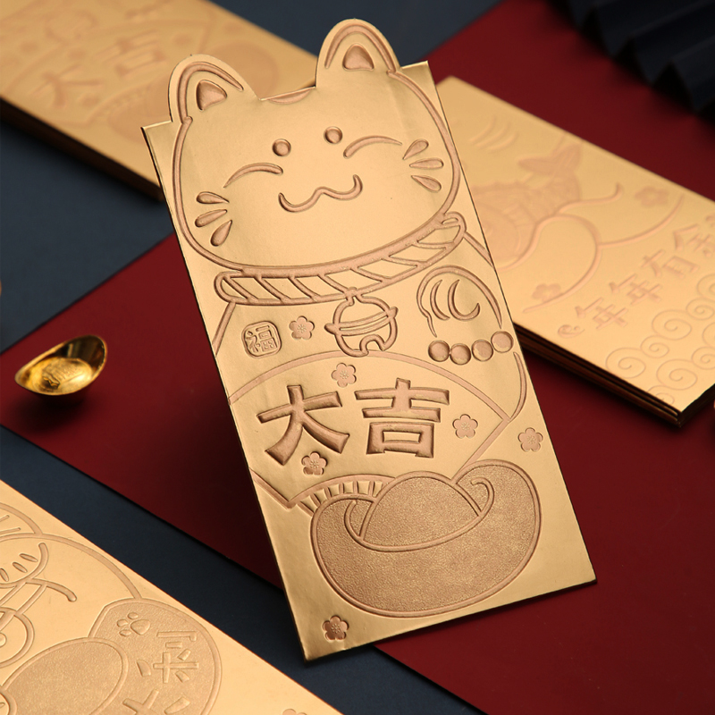 2023 New Year's New Year's red envelope cartoon cute stereo cat general interest is a creative personality small red bag