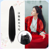 Hanfu hair bag wig ponytail clip straight hair female headdress ancient style mens hair hair small claw clip cos costume film and television