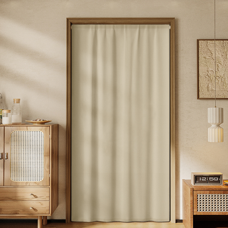 No-Drill Door Curtain Partition Curtain for Bedroom, Home, Dormitory, Bathroom Entrance, Blocking Curtain, Hanging Curtain, Solid Color Fabric Curtain