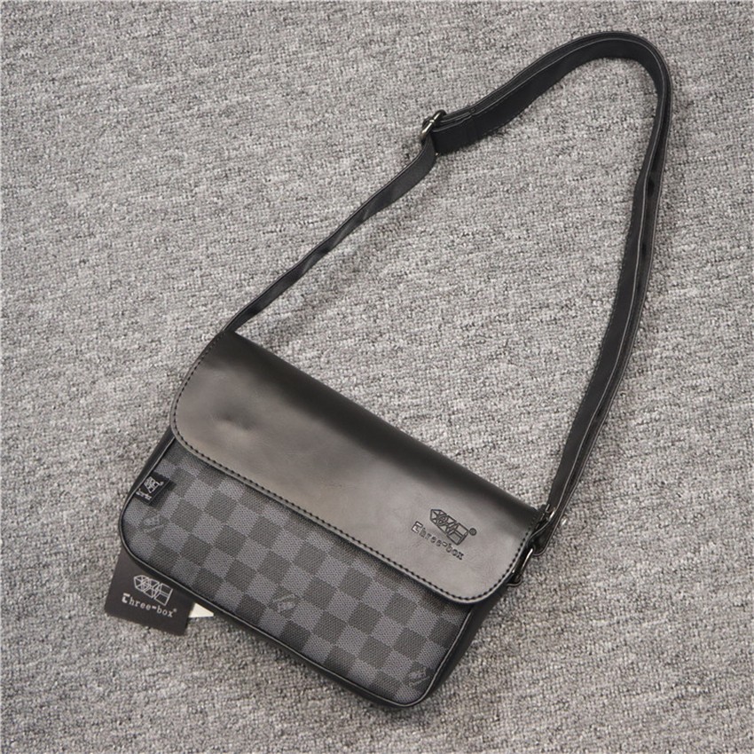 2022 Tide Brand Fashion Plaid Men's Leather Shoulder Bag Simple Chest Bag Backpack Casual Postman Messenger Small Bag - Taobao