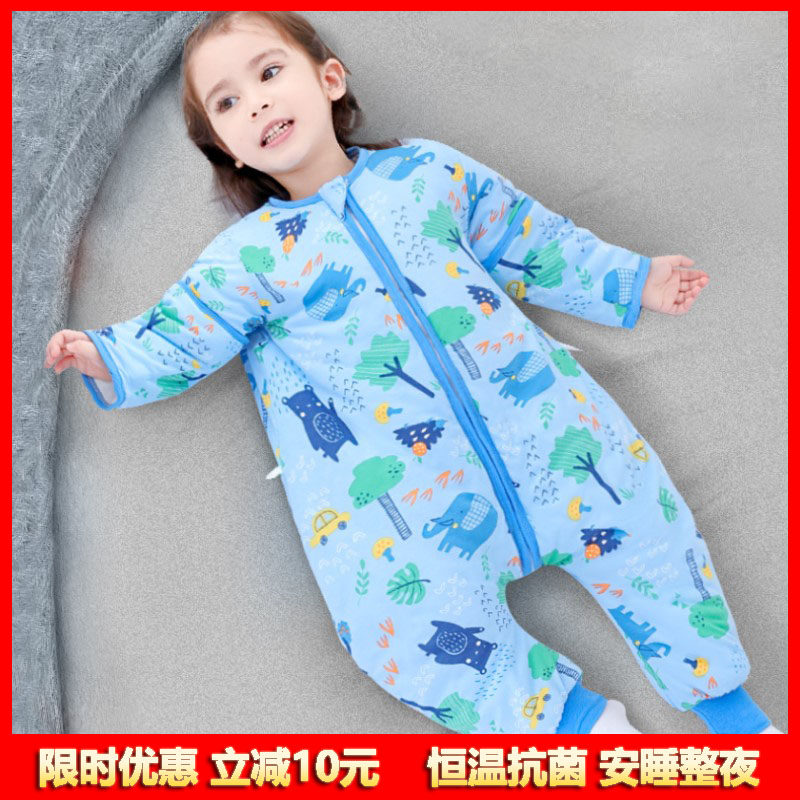 Baby sleeping bag thickened in autumn and winter split legs newborn children four seasons universal baby cotton anti-kick quilt artifact