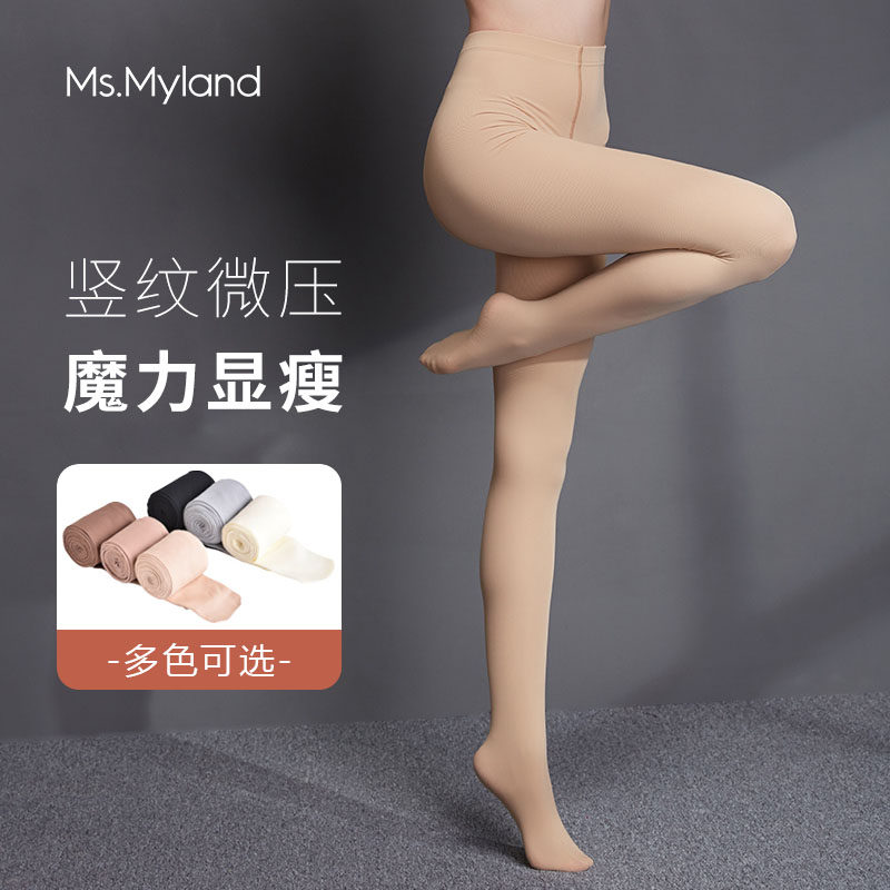 Ms Myland Velvet Classic Vertical Stripe Colorful leggings Pants Socks Woman Plus Fleece thickened Autumn Winter Lean Warm-Taobao