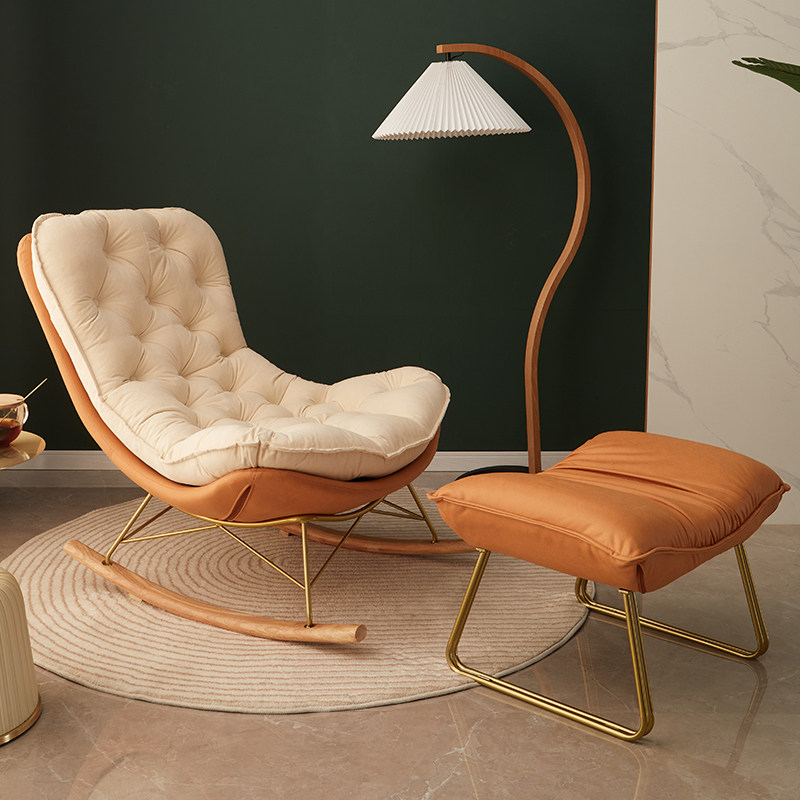 Nordic Rocking Chair Lounge Chair Home Living Room Sloth Rocking Chair Light Lavish Single Sofa Chair Adult Balcony Casual Chair