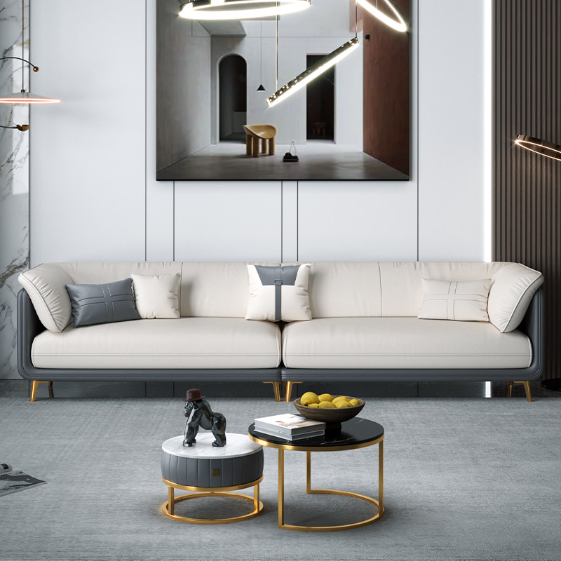 Sofa small apartment advanced gray living room modern light luxury clothing store simple double three people technology cloth light luxury sofa