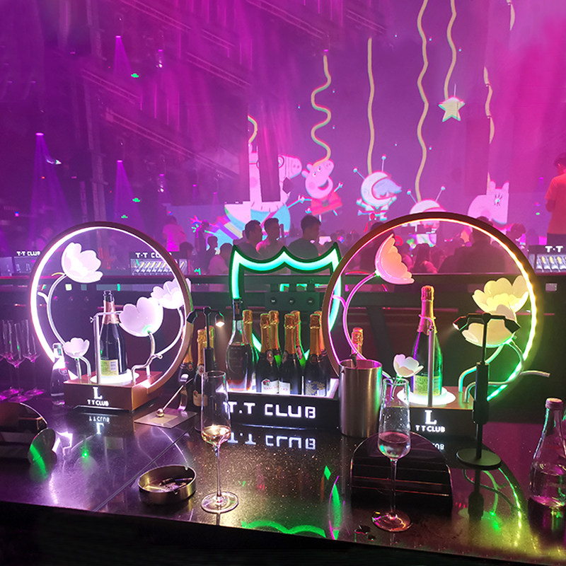 New Luminous Wine Seine Bar Nightclub KTV Paris Flowers Wine Seat Champagne King Upscale Foreign Wine LED Wine Rack Base