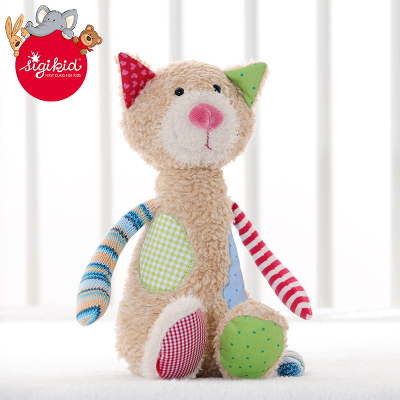 German sigikid infant plush toy colorful splicing appeasing doll cat children holding pillows soft and pro-skin