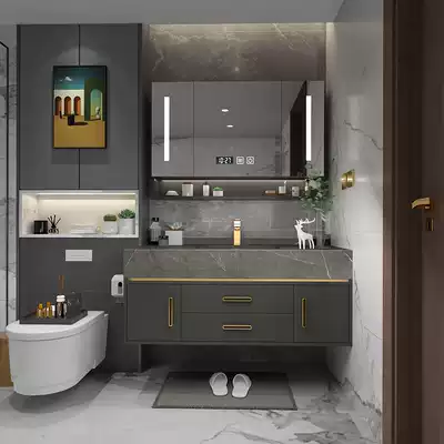 Modern minimalist bathroom cabinet combination marble wash table smart mirror cabinet cosmetic room hand wash basin