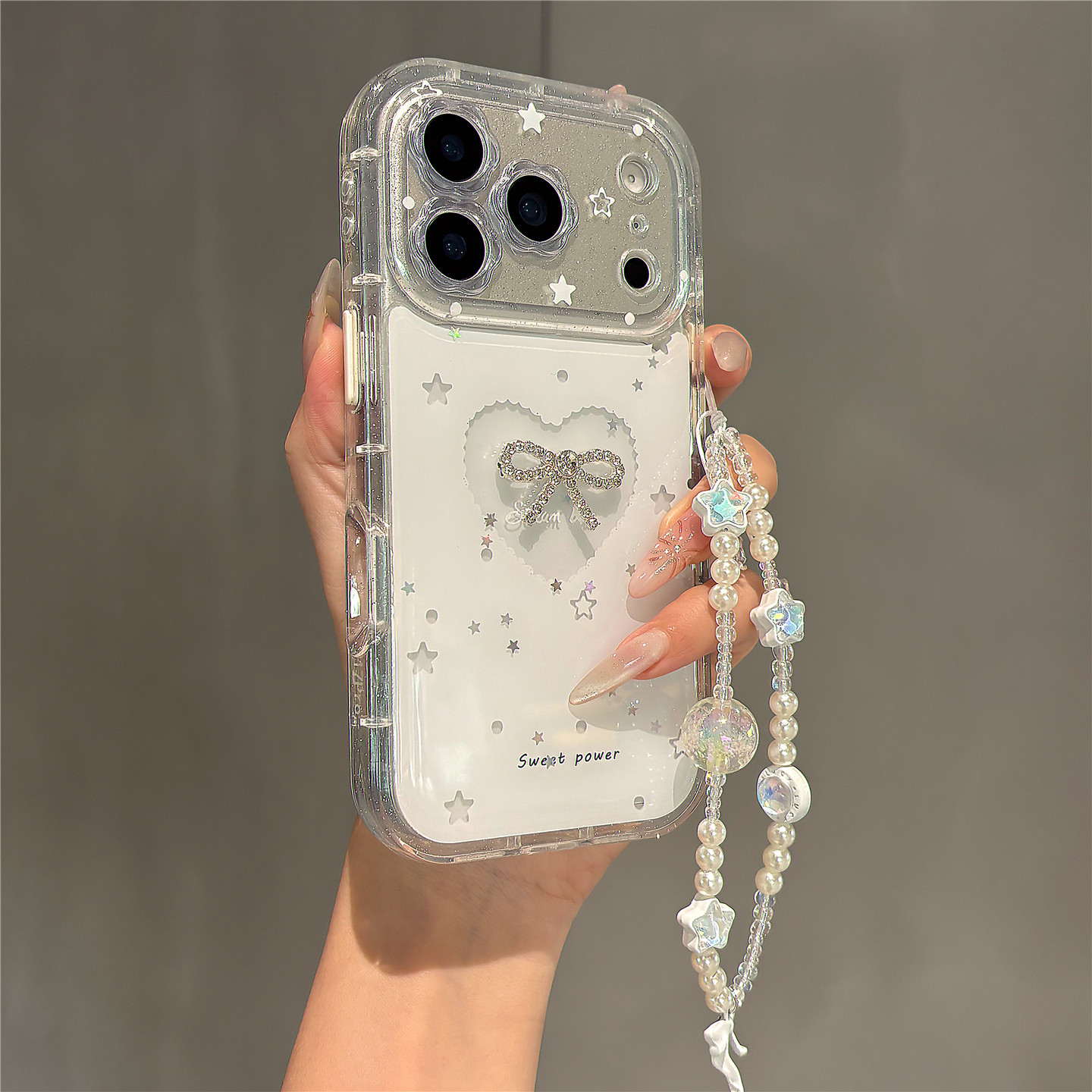 韩系少女奶白色闪钻蝴蝶结适用苹果17promax手机保护壳iphone17pro女新款16带手机链条15全包防摔14保护套13软胶