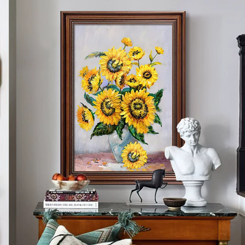 Картина-панно в американском стиле с подсолнухами, висящая decor для ресторана, для небольших помещений на стене, спальня, современная столовая, гостиная, настенная мурал