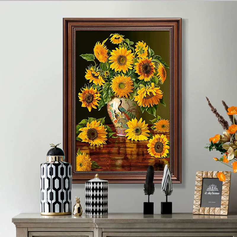 Картина-панно в американском стиле с подсолнухами, висящая decor для ресторана, для небольших помещений на стене, спальня, современная столовая, гостиная, настенная мурал