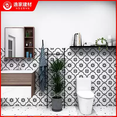 Nordic kitchen powder room tiles black and white floor tiles 300x300 balcony bathroom toilet non-slip floor tiles