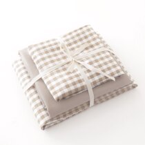 Nordic minimalist wind washed cotton beds Four pieces of checkered bed sheet Bed Sheet Dorm Three Sets of Pinnins 4 Good tasting 4