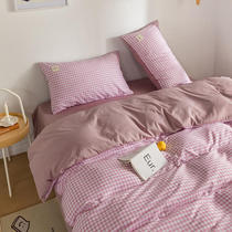 ins retro style cream zig bed four pieces of water washed cotton quilt cover bed linen quarters Three sets Nordic Liangpinders 4