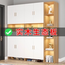 Shoe cabinet household door solid wood simple modern small apartment entrance cabinet one-piece wall multi-function locker