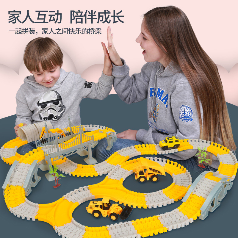 Small Train Railcar Toy Boys Puzzle Racing Lane Children Over Mountain Bike electric car suit extra-long model