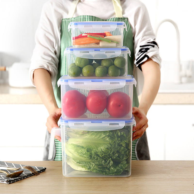 Square crisper box microwave heating lunch box with lid student lunch box office worker lunch box fruit sealed box