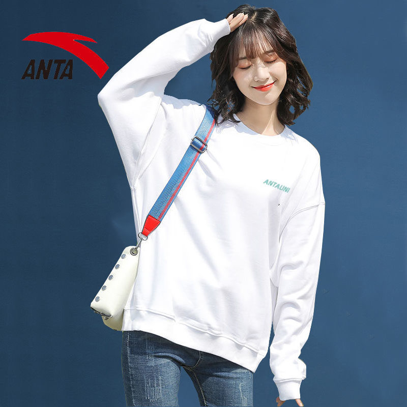 Anta sweater women's 2022 new autumn round neck long-sleeved top loose large size trendy ins pullover sportswear