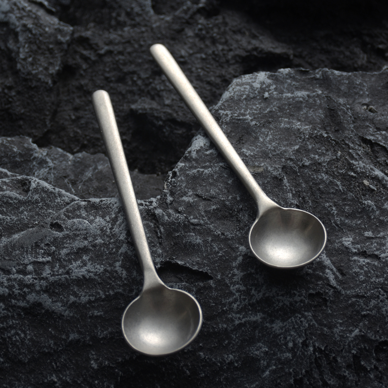 日本个性INS做旧复古灰勺子：304不锈钢长柄搅拌勺，咖啡茶勺新宠！