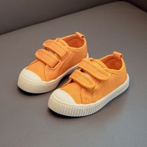 Childrens shoes spring new childrens canvas shoes Velcro board shoes breathable boys and girls kindergarten shoes a pedal