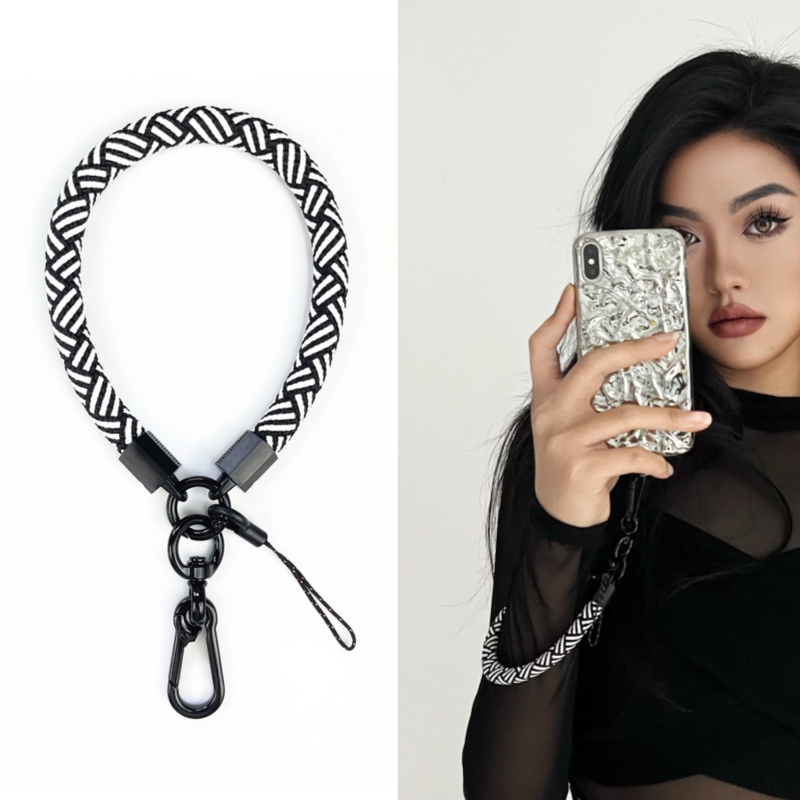 Oupuman Suitable Phone Wrist Strap Lanyard Outdoor Functional Multi-Functional Wristband Short Rope Keychain Anti-Lost Black Mountain Style Short Simple Camera Strap Lanyard for Mobile Phone Japanese Style Unisex Hanging Chain