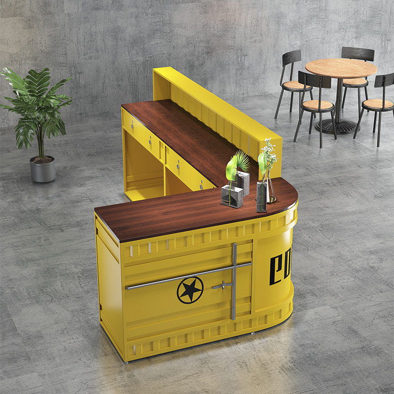 Industrial style corner cash register creative front desk retro bar bar gym container milk tea shop counter