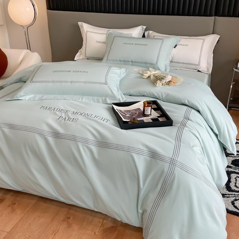 Mercury Home Textiles Luxury 120 Count Cotton Four-piece Set Pure Cotton Simple Spring and Autumn Naked Sleeping Sheets Quilt Covers Bedding 4