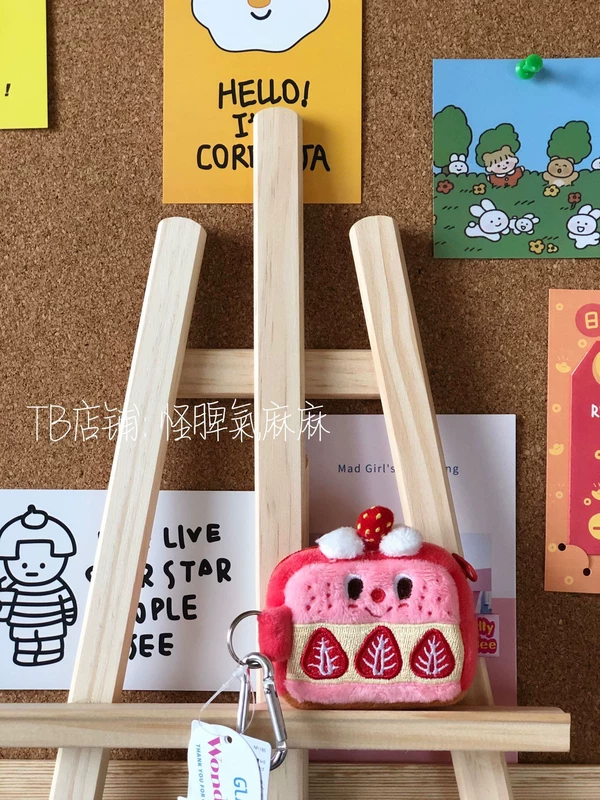 Sản phẩm mới của Nhật Bản Gladee bánh dâu tây đựng thẻ ví đựng tiền xu, túi treo có thể thu vào màu hồng - Chủ thẻ