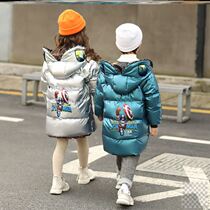 Childrens down jacket with glasses Altman shape hooded boy boy winter disposable girl Spider Man coat
