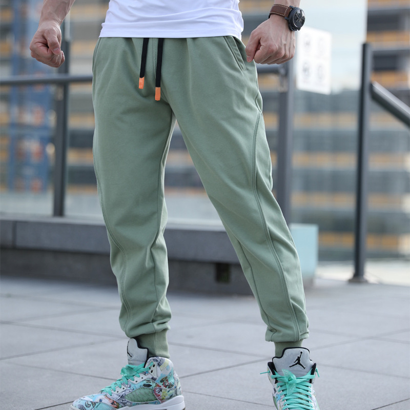 Men's Sports Pants, Long Pants with Cuffs, Loose Fit, Summer Running Training Casual American-Style Muscle Fitness Sweatpants with Zipper
