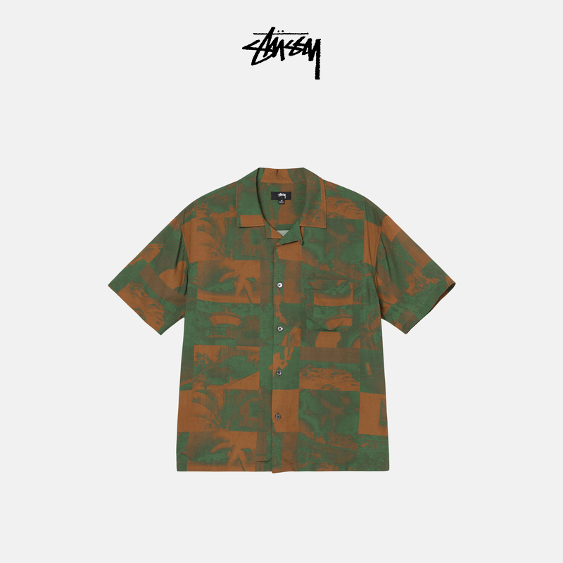 Stussy Beach Pattern Printed Casual Cuban Collar Short-Sleeved Shirt, Summer Style for Both Men and Women Stussy Beach Pattern Printed Casual Cuban Collar Short-Sleeved Shirt, Summer Style for Both Men and Women