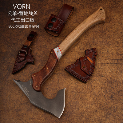 Vorn Ram Camp Ax Import 80crv2 Высоко -углеродная стальная сталь на открытом воздухе в поисках после борьбы с горным током.