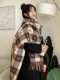 Double-sided love plaid scarf for women in winter cute student Korean style shawl thickened exterior scarf warm neck protection