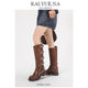 Over-The-Knee Boots for Women, Spring and Autumn, Retro Western Cowboy Boots, High Brown Riding Martin Boots, Versatile Single Boots