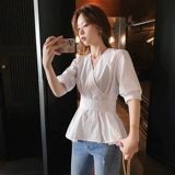 Небольшая дизайнерская летняя футболка с бантиком, корсет, французский стиль, тренд сезона